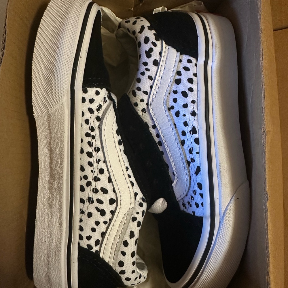 Vans Black and White Dotted Kids Sneakers